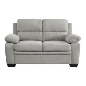 English Elm Modern Channel Tufted Sofa and Loveseat Set with Textured Polyester Upholstery Gray B011S01167