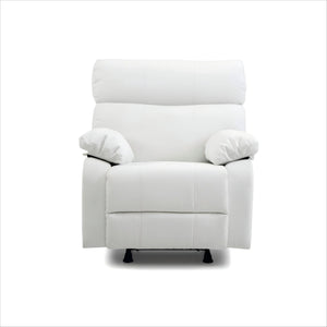 English Elm Contemporary PU White Rocker Recliner Chair — Compact 38"H x 37"W x 39"D, Padded Arms, Smooth Rocking Motion, Perfect for Small Spaces B078108292