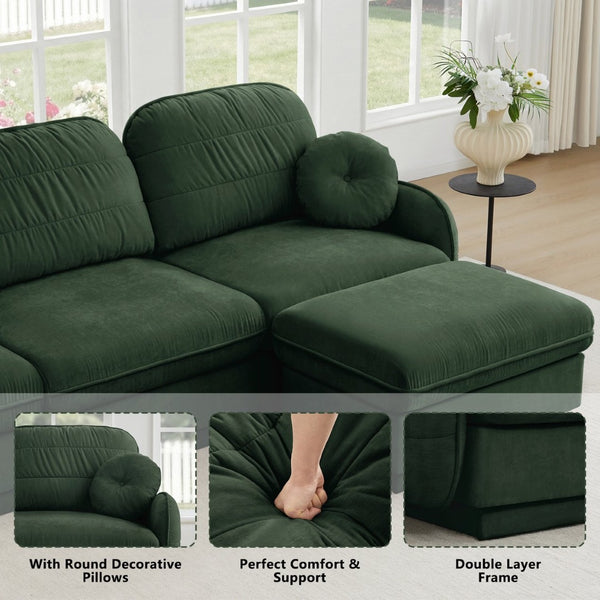 English Elm Chenille Cloud Loveseat with Quilted Back Cushions Deep Foam Seat Modern Living Room Sofa Green W714S01765