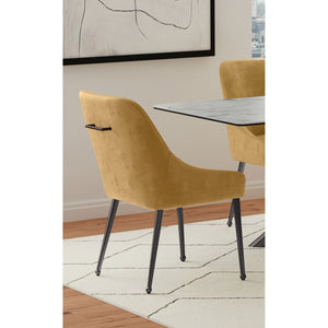 English Elm Barnay Cognac Upholstered Dining Side Chair Set of 2 — Foam-Padded Seats, Sloped Arms, Black Nickel Legs B062P299874