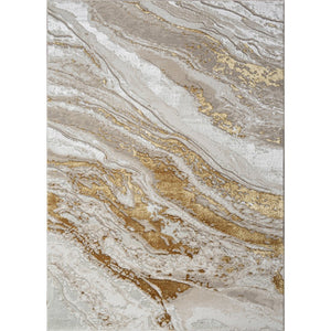 English Elm "Adina" Luxury Beige And Gold Area Rug - Modern Abstract Design For Elegant Living Spaces, 48”L B030P216156