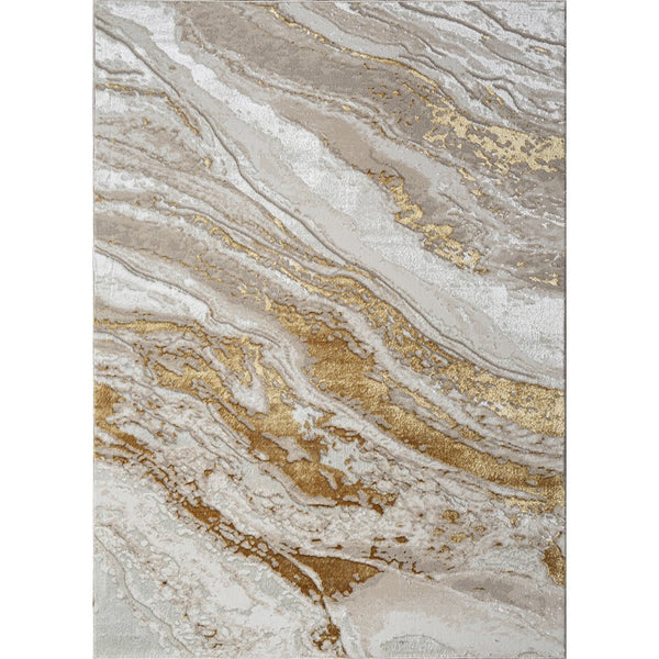 English Elm "Adina" Luxury Area Rug - Beige & Gold Abstract Design For Modern Living Spaces, Durable & Elegant B030P216155