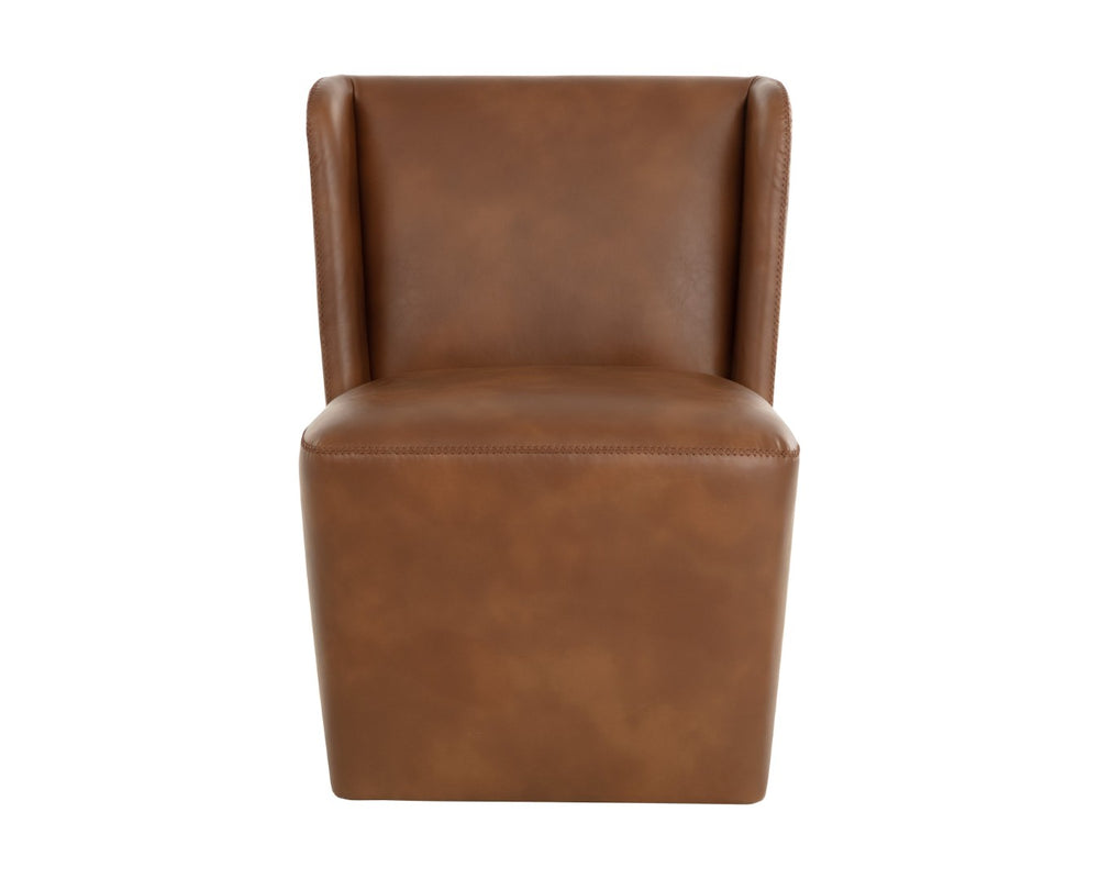 Sunpan AMITA Wheeled Dining Chair in Tobacco Tan - Stylish Comfort with Elegant Design & Easy Mobility 111925V
