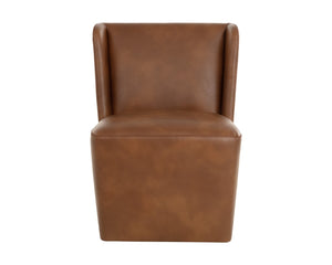 Sunpan AMITA Wheeled Dining Chair in Tobacco Tan - Stylish Comfort with Elegant Design & Easy Mobility 111925V