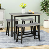 Christopher Knight Home® - Noble House - Pomeroy Farmhouse 4 Seater Rubber Wood Counter Dining Set