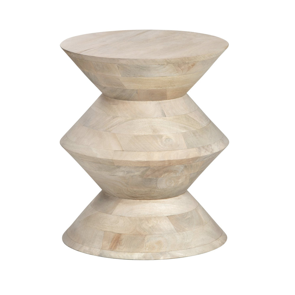 Crestview Collection Transitional Round Accent Table - Solid Mango Wood, Sculptural Design For Modern & Bohemian Spaces Tan Solid Wood Cvfnr4828