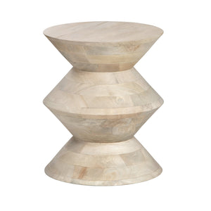 Crestview Collection Transitional Round Accent Table - Solid Mango Wood, Sculptural Design For Modern & Bohemian Spaces Tan Solid Wood Cvfnr4828
