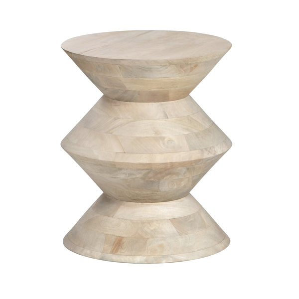Crestview Collection Transitional Round Accent Table - Solid Mango Wood, Sculptural Design For Modern & Bohemian Spaces Tan Solid Wood Cvfnr4828