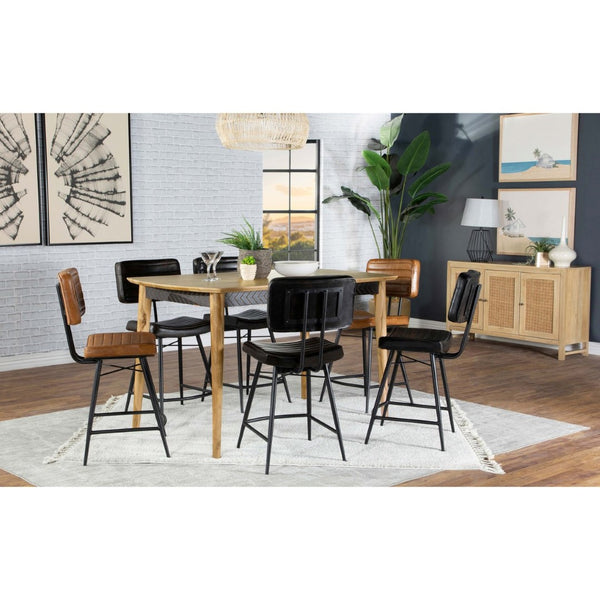 English Elm Senko Leather Channel Tufted Counter Stools with Iron Frame for Bar or Kitchen Set of 2 Brown B062P447996