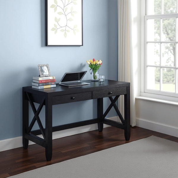 English Elm Desk with Rolling File Cabinet Two Storage Drawers Warm Cocoa Finish Home Office B056P416990
