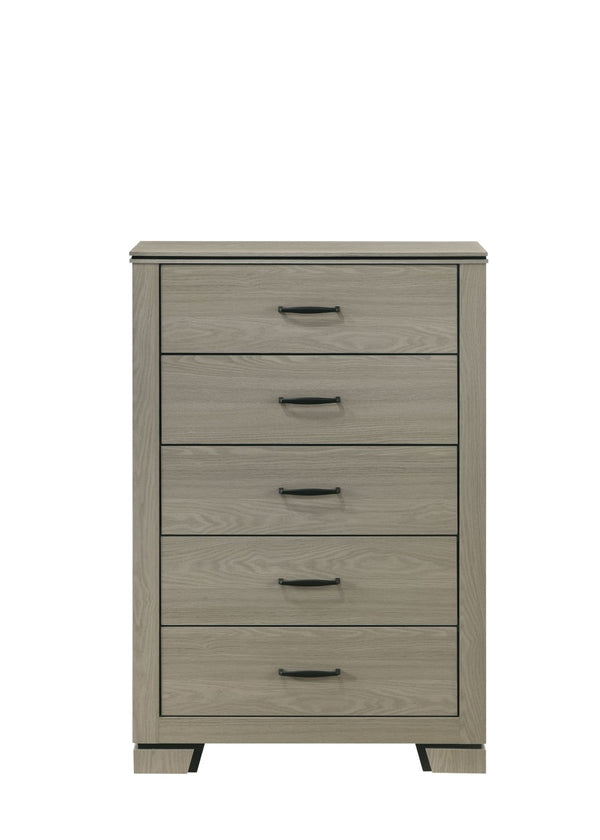 English Elm Joanna Four Drawer Tall Chest Weathered Finish Farmhouse Bedroom Storage Solution B2756P506265
