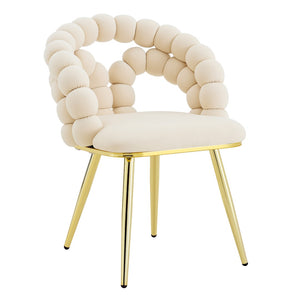 English Elm Modern Velvet Bubble Back Dining Chairs with Gold Legs Glam Accent Seating Set of 2 W3875P437077
