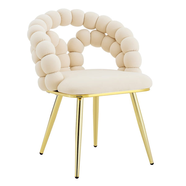 English Elm Modern Velvet Bubble Back Dining Chairs with Gold Legs Glam Accent Seating Set of 2 W3875P437077