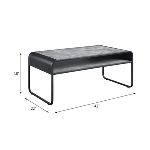 English Elm Raziela Modern Concrete Gray & Black Coffee Table with Metal Frame, 15mm Wood Top, Space-Saving KD Design B2726P265759