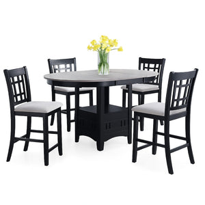 English Elm Mipo Counter Height Dining Chairs Two-tone Grid Back with White Upholstered Seats Set Black+Grey B056P417086