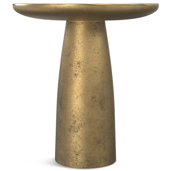English Elm Dominique Hand-Finished Cast Aluminum Side Table in Antique Brass Finish, 22" Round, Versatile Accent Piece B136P239035