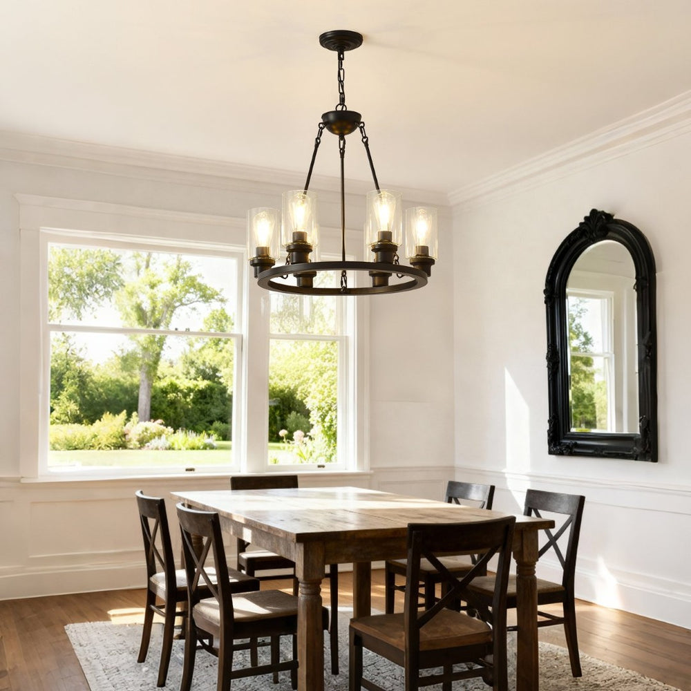 English Elm Modern Gold Branch Chandelier with Crystal Pendants for Dining and Living Rooms W5008P390857