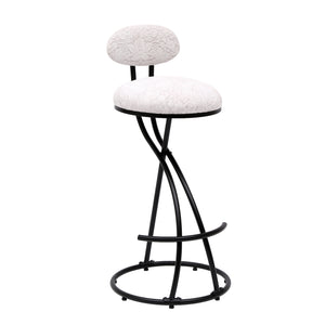 English Elm Round Floral Print Bar Stools Set of 2 - Black Metal Counter Seating, Padded Water-Resistant Cushions, Footrest, 27.95" Seat Height, Modern Durable Design W1757P268901