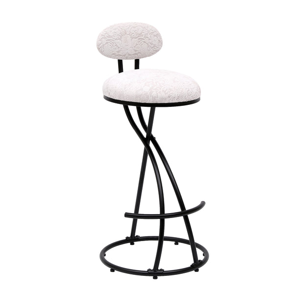 English Elm Round Floral Print Bar Stools Set of 2 - Black Metal Counter Seating, Padded Water-Resistant Cushions, Footrest, 27.95" Seat Height, Modern Durable Design W1757P268901