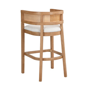 English Elm Christopher Knight Home® - Wood Upholstered Arm Bar Stools Set Of 2 - Chic Beige & Natural Oak, Comfortable For Kitchen & Bar N771P265581Q