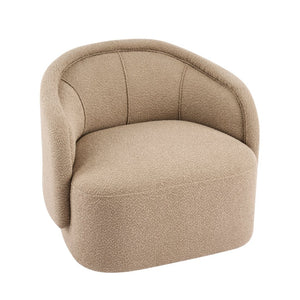 English Elm Amanda Sculptural Boucle Accent Chair Plush Cream Upholstery for Modern Living Spaces Espresso N767P381615E