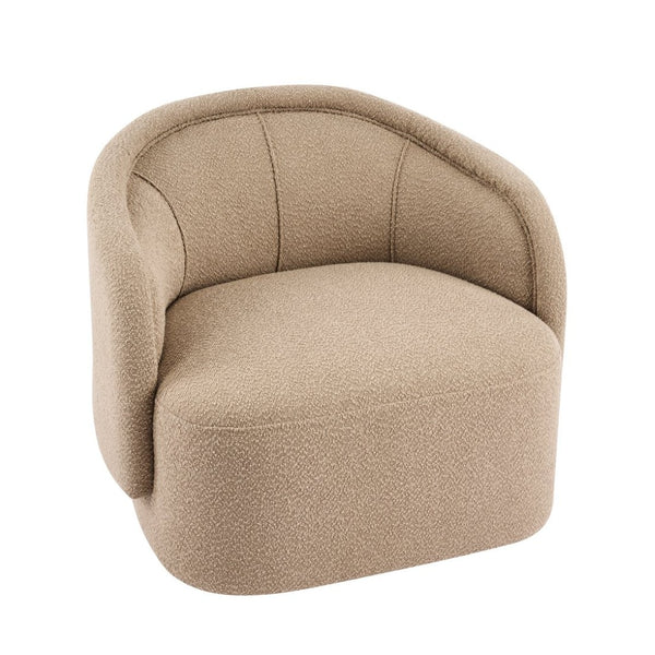 English Elm Amanda Sculptural Boucle Accent Chair Plush Cream Upholstery for Modern Living Spaces Espresso N767P381615E