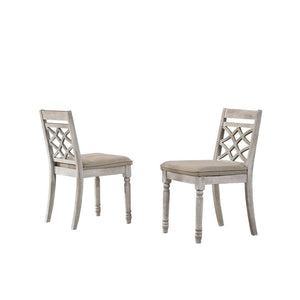 English Elm 19 Inch Cross Back Farmhouse Dining Chairs Padded Seats Distressed Wood Set of 2 B056P416831