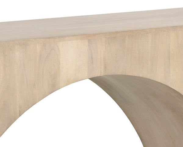 Sunpan Salma Console Table - Modern Arch Design in Solid Acacia Wood with Whitewash Finish for Elegance