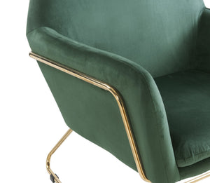 English Elm Kyra Velvet Accent Chair with Gold Metal Legs for Glam Living Room Decor Green B2749P413226