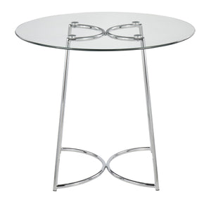 English Elm Cece Modern Dining Table With Clear Glass Top & Sleek Chrome Frame - Seats 4 For Glam Interiors B202S01101