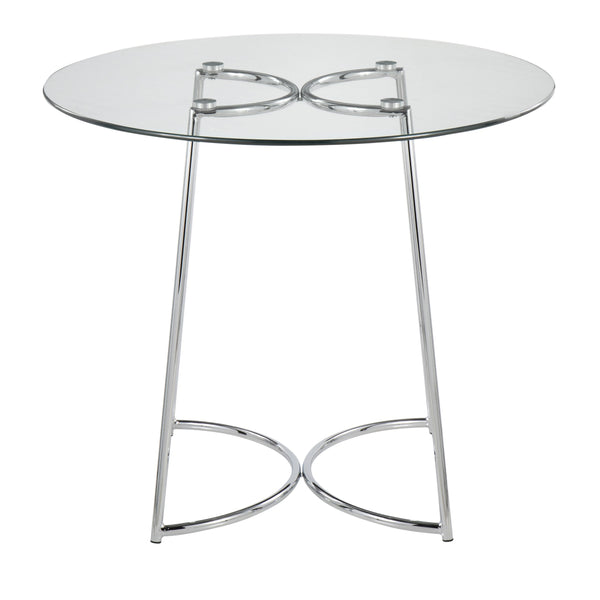 English Elm Cece Modern Dining Table With Clear Glass Top & Sleek Chrome Frame - Seats 4 For Glam Interiors B202S01101