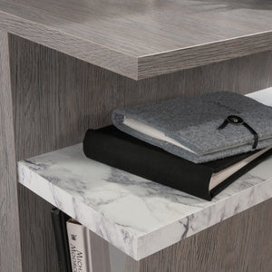 English Elm Night Stand - Stylish Brown Finish With Marble Accents, Compact Design, And Versatile Storage Solutions B356P367912