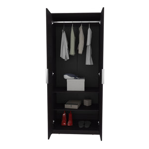 English Elm Trappe Eco Armoire Black — Sleek Engineered Wood Storage with Adjustable Shelves, Reinforced Frame B092P315568