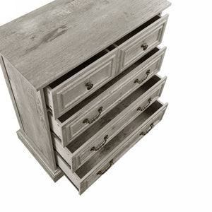 English Elm Farmhouse Rustic 5-Drawer Dresser with Stable Engineered Wood Build, Smooth Metal Slides, 36" Length W1785P238910