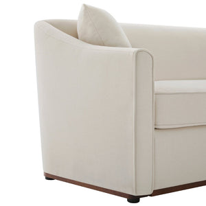English Elm Modern Chenille Three Seater Sofa with Rubberwood Base and Wrap Around Arms for Living Room Beige N763S000110A