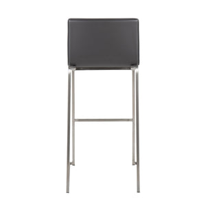 English Elm Mara Contemporary Barstool Set of 2 — Sleek Faux Leather Upholstery & Stainless Steel Frame with Footrest Grey B202P222239