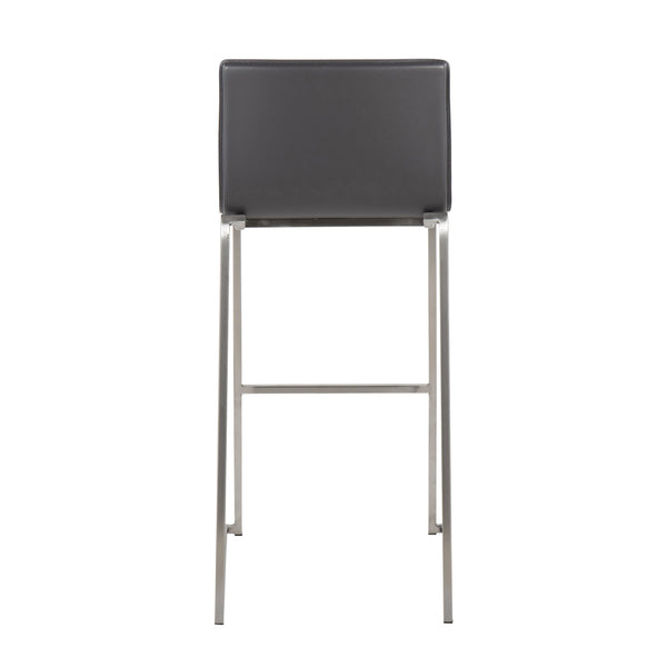 English Elm Mara Contemporary Barstool Set of 2 — Sleek Faux Leather Upholstery & Stainless Steel Frame with Footrest Grey B202P222239