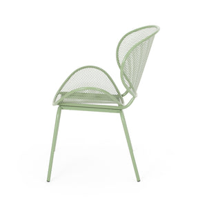 English Elm Christopher Knight Home® - ELBA Modern Iron Dining Chair with Slim Profile and Comfortable Seat — Durable, Stylish Accent Seating Green 65203.00GRN