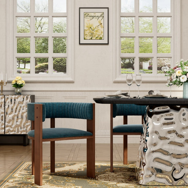 English Elm Unique Bentwood Sculptural Dining Chair Set with Cushioned Seat for Kitchen Use T3609P482845