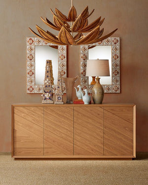 Currey & Company Junonia Shell-incrusted Rectangular Mirror With Floral Motifs - Versatile Hanging Options Included! Yellow Shell ,Wood ,Glass 1000-0169-currey-company