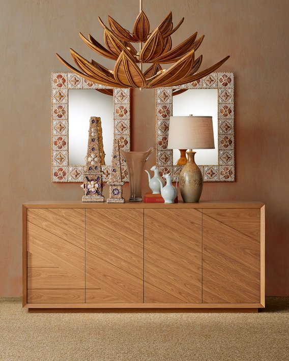 Currey & Company Junonia Shell-incrusted Rectangular Mirror With Floral Motifs - Versatile Hanging Options Included! Yellow Shell ,Wood ,Glass 1000-0169-currey-company