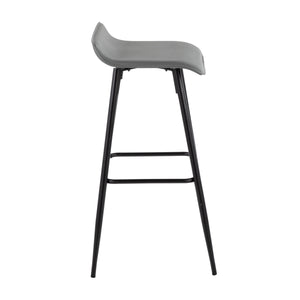 English Elm Ale 30" Contemporary Fixed-Height Bar Stool with Wave Upholstered Seat and Black Steel Base, Set of 2 Grey B202P222128