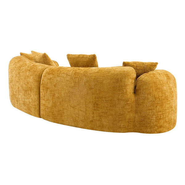 English Elm Yellow Curved Compressed Sofa - Nordic Design, Soft Upholstery, Versatile Comfort For Any Space W3612S00011-GIGA