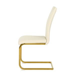 English Elm Modern Pu Leather Dining Chairs with Gold Legs Cushioned Seat for Kitchen or Bedroom W210P371642