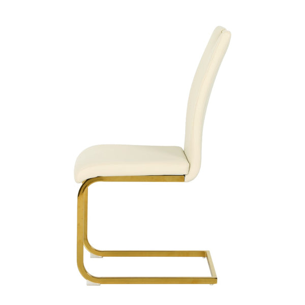 English Elm Modern Pu Leather Dining Chairs with Gold Legs Cushioned Seat for Kitchen or Bedroom W210P371641