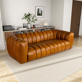 English Elm Ashcroft Furniture - Maverik Genuine Cognac Leather Couch