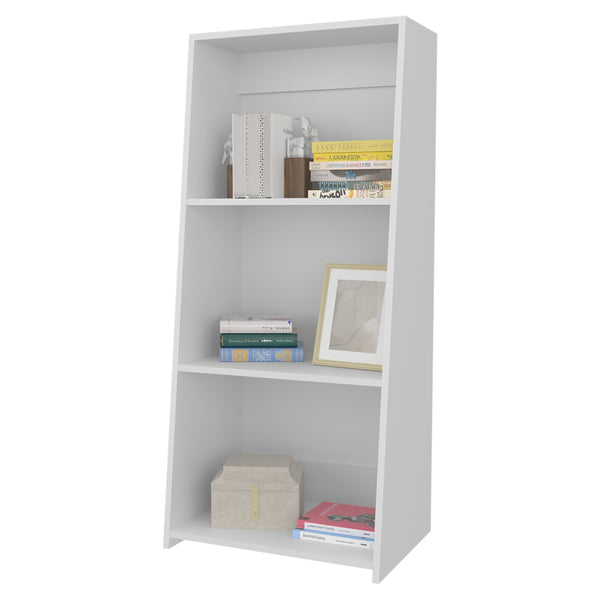 English Elm Anthem Three-Shelf Melamine Bookcase White — Spacious Open Shelves, Durable Modern Storage B128P244987