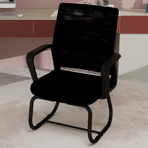 English Elm Minimalist breathable mesh office chair with curved support, cushioned seat, stable iron frame for long workdays Black W1935P338542