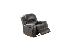 English Elm Single Modern Manual Recliner with Tight Square Arms, Horizontal & Vertical Tufting, Side Handle Comfort B089P240525