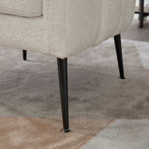 English Elm 29.9'' Modern Upholstered Chenille Vanity Barrel Accent Chair with Channel Tufting and Metal Legs, Cozy Foam Seat for Living Room, Bedroom, Office — Stylish Compact Lounge Seat Ivory W3118P328898